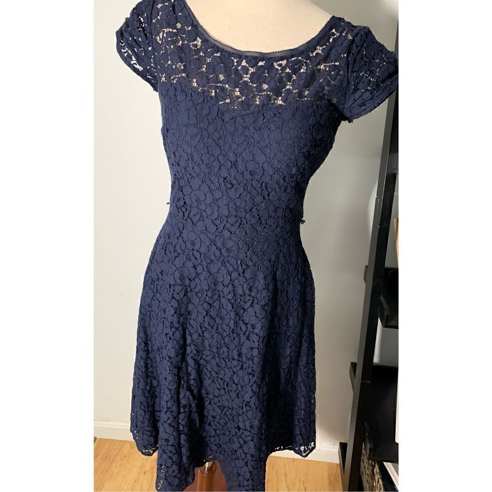 White House black market blue lacy dress size 2